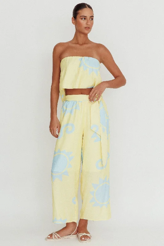 Nectar Sun Print Strapless Top Yellow