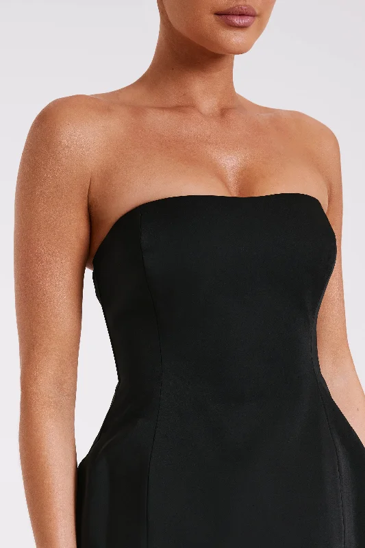 Neeka Strapless Bow Back Mini Dress - Black