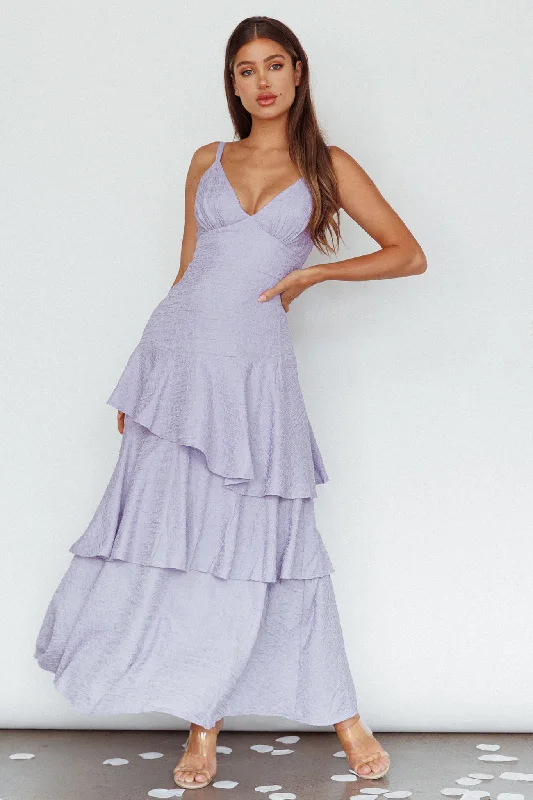 New Vibes Layered Hem Maxi Dress Lilac