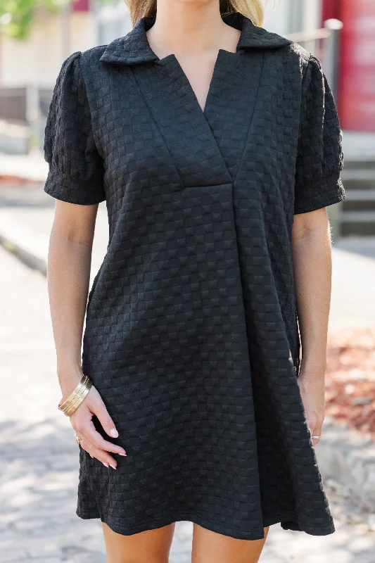 Nice To See You Black Textured Dress