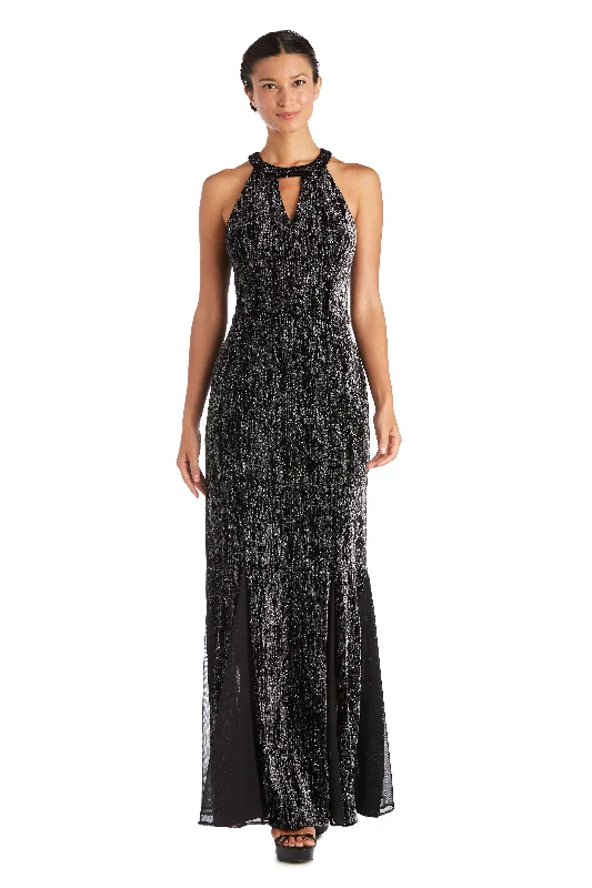 Nightway Long Formal Glitter Velvet Dress 21996