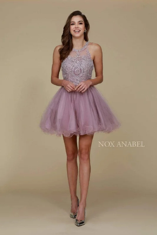 Nox Anabel - Jewel Lace Applique A-Line Cocktail Dress B652