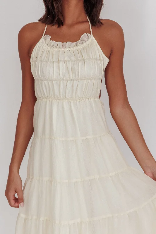 On A High Open Back Maxi Dress Ivory