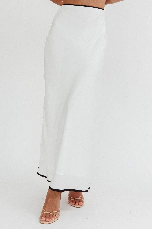 Only One Contrast Trim Maxi Skirt White