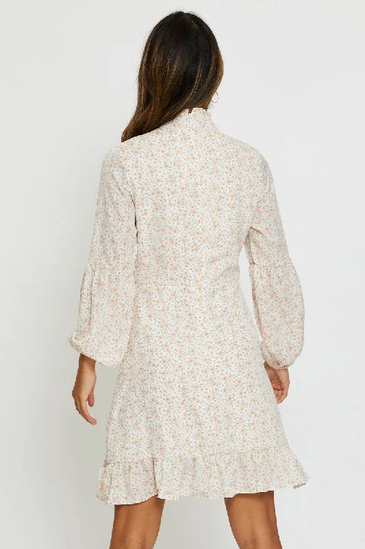 Print Mini Dress Long Sleeve