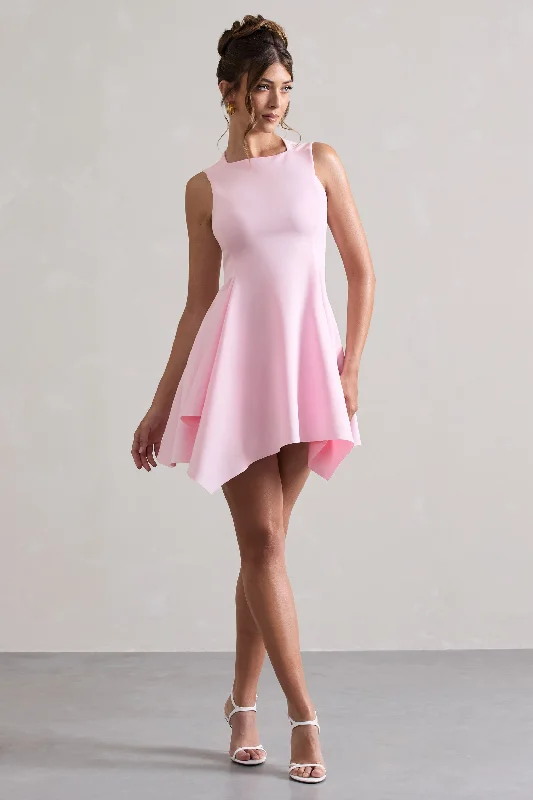 Scout | Pink Sleeveless Draped Hem Mini Dress