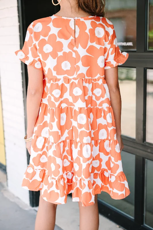 See You Now Orange Floral Babydoll Dress