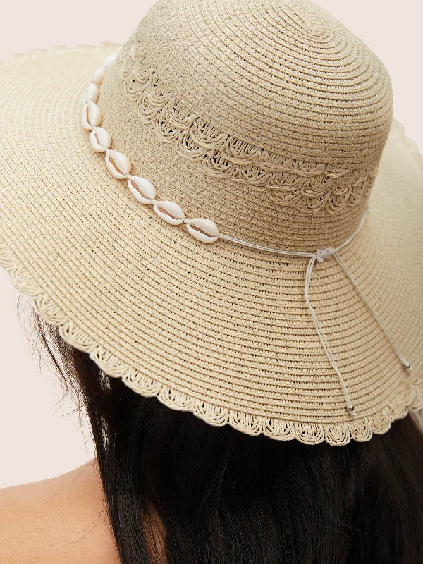 Shell Detail Boho Visor Hat