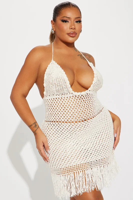 Shell of a Good Time Crochet Mini Dress - Cream