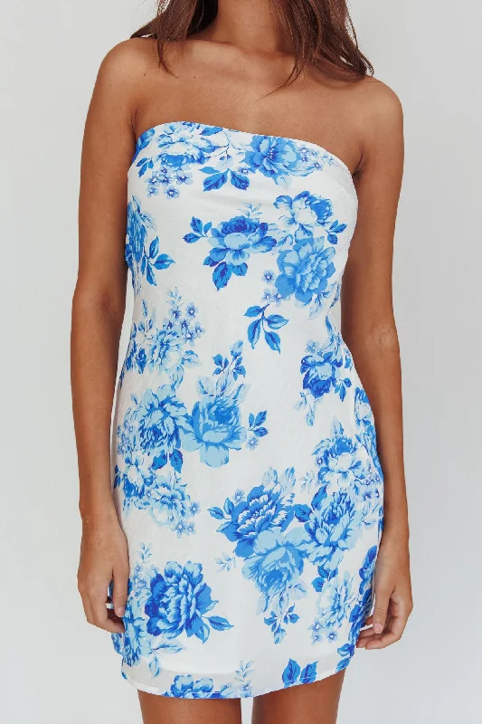 Sorbet Strapless Mini Dress Blue