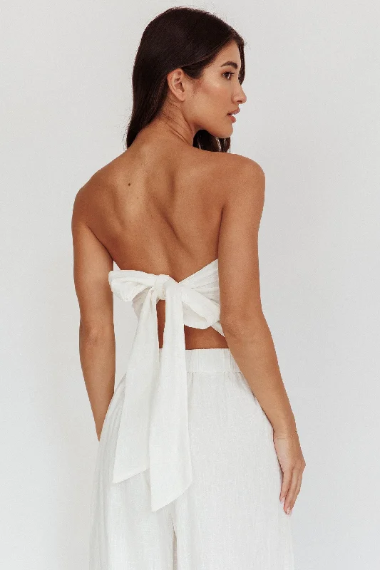 Sought After Tied Back Strapless Top Off White