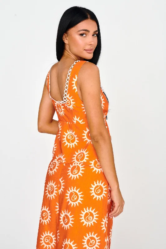 Sun Days Laced Bust Top Sun Orange