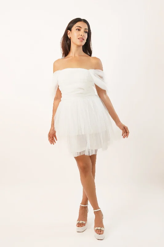 Sydney Double Layered Ivory Tulle Mini Dress