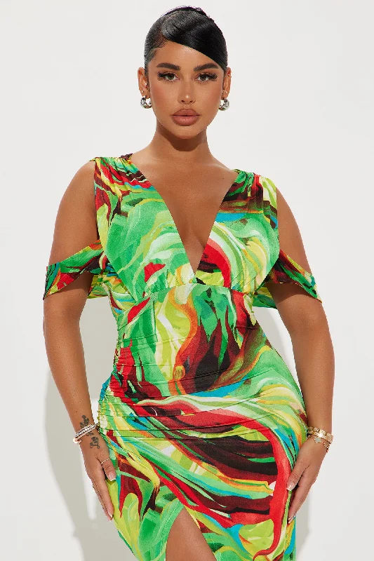 Tropical Vacation Maxi Dress - Green/combo