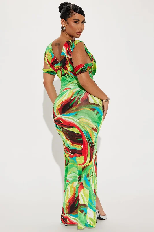 Tropical Vacation Maxi Dress - Green/combo