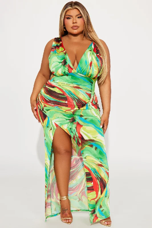 Tropical Vacation Maxi Dress - Green/combo