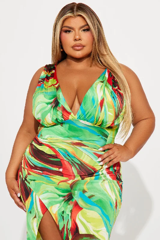 Tropical Vacation Maxi Dress - Green/combo