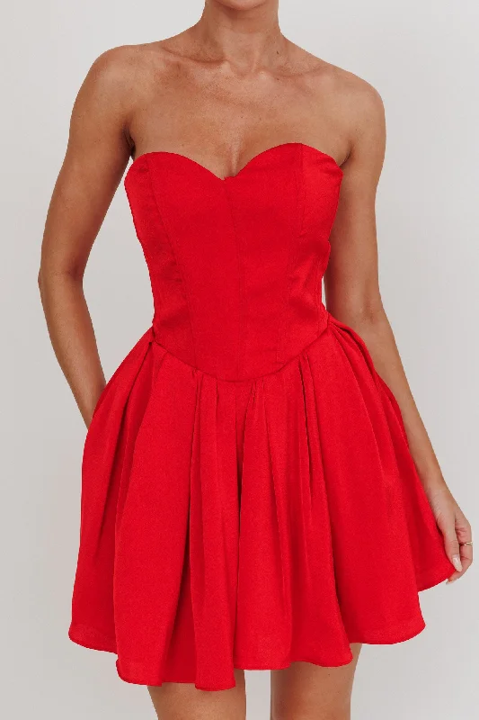 What I Like Sweetheart Neckline Mini Dress Red