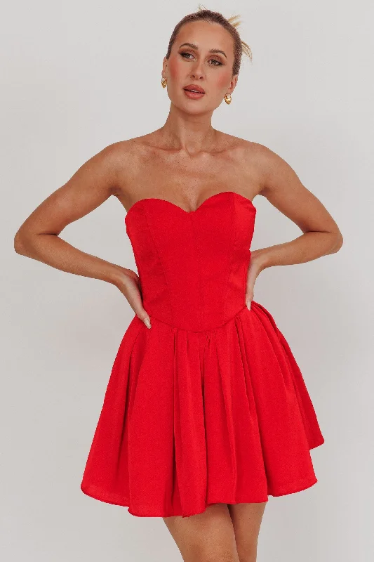 What I Like Sweetheart Neckline Mini Dress Red