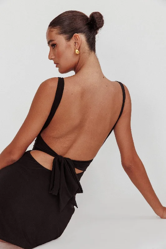 Won't Bite Backless Mini Dress Black