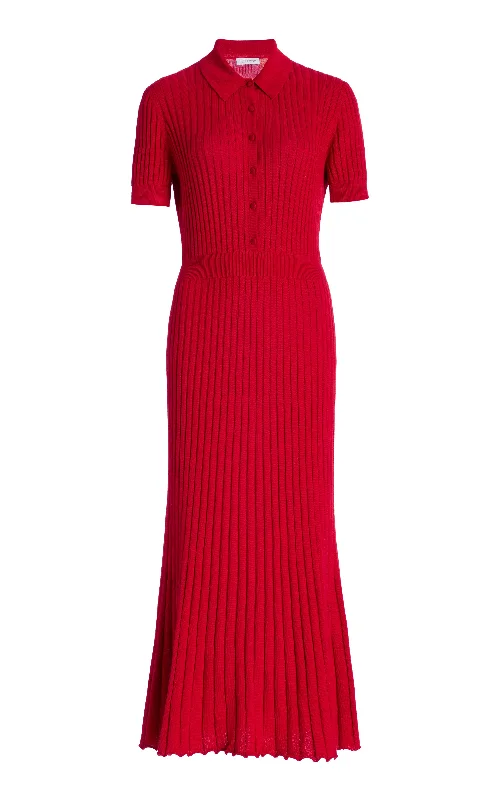 Amor Knit Dress in Scarlet Red Cashmere Silk