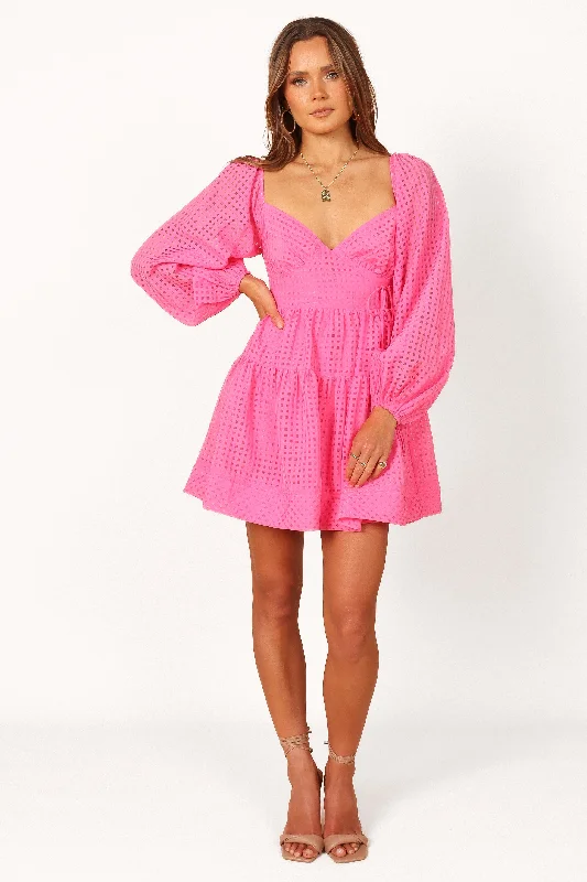 Augusta Long Sleeve Mini Dress - Magenta