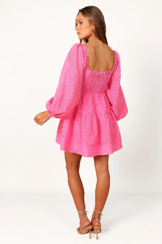 Augusta Long Sleeve Mini Dress - Magenta