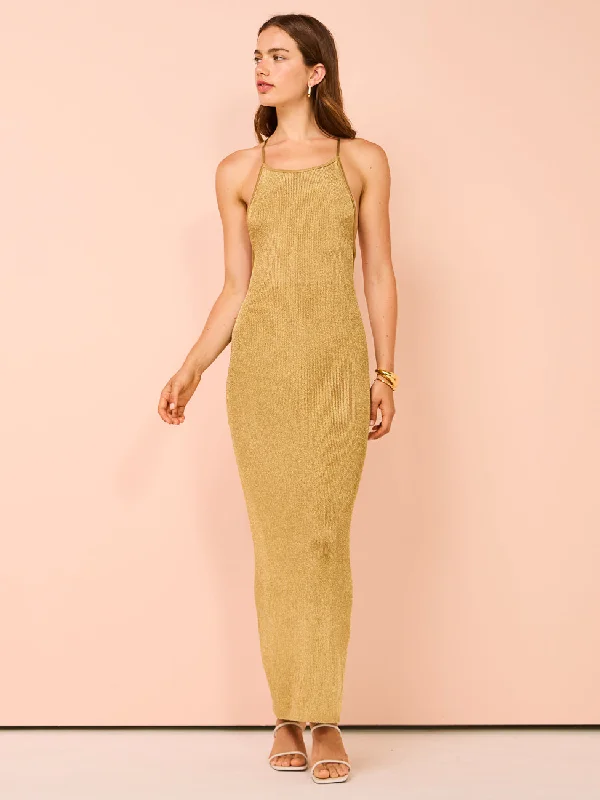 Camilla and Marc Nox Metallic Knit Dress in Gold