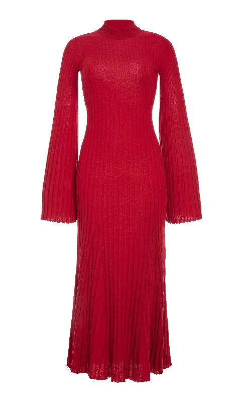 Carmen Knit Dress in Red Merino Wool