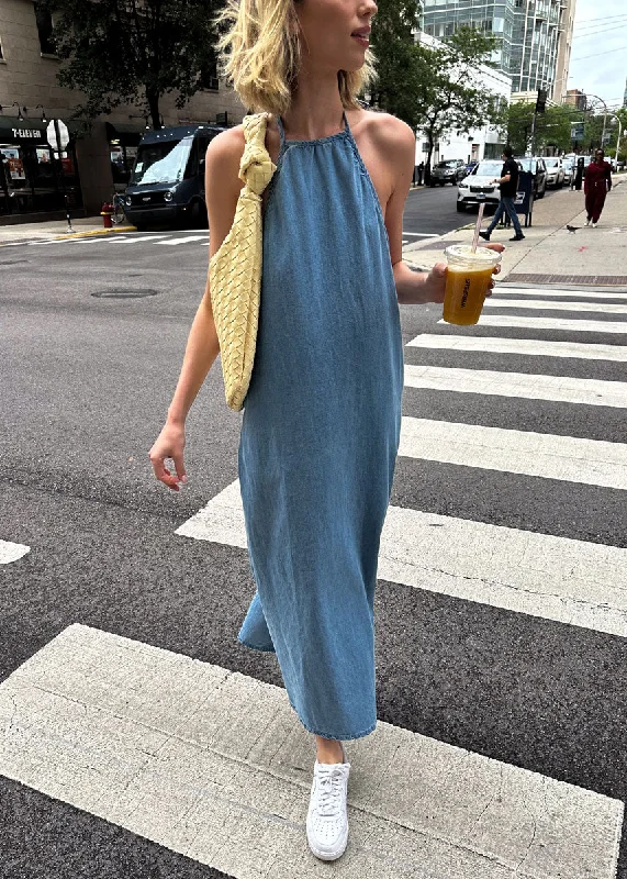 Christine Washed Denim Maxi Dress - Denim