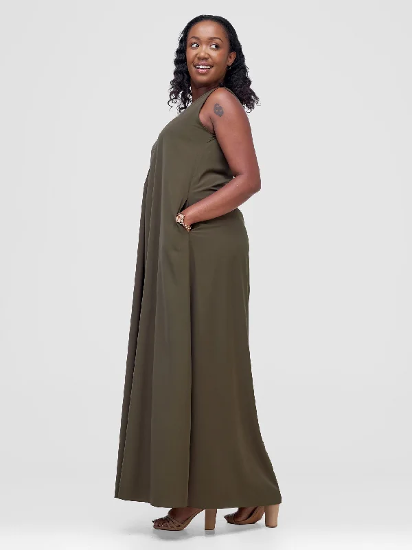 Vivo Ava Front Pleat Maxi Dress - Cypress