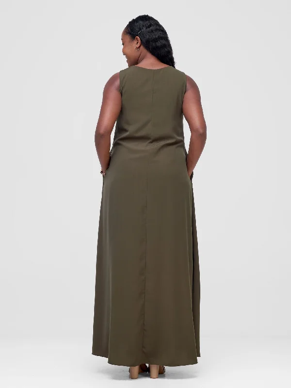 Vivo Ava Front Pleat Maxi Dress - Cypress