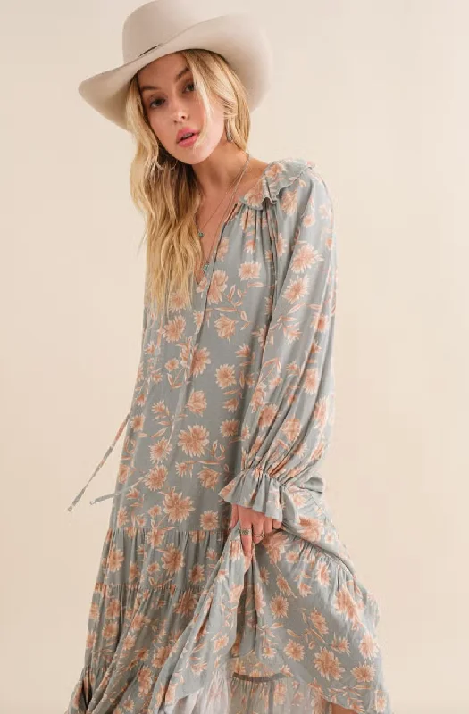 Dobby Floral Maxi Dress