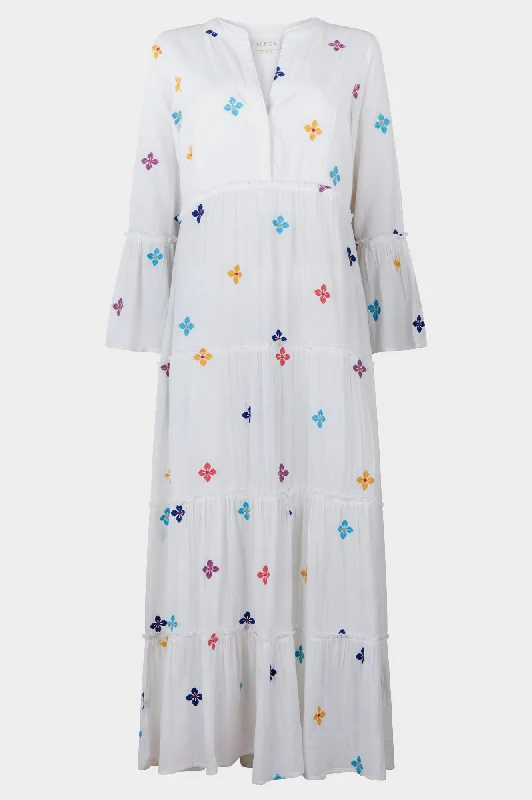 Florence Embroidered Kaftan | White/Multi