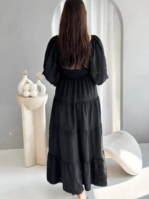 Forever Love Smocked Dress - Black