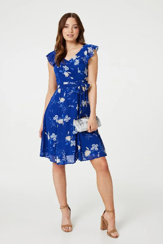 Frill Sleeve Floral Dress