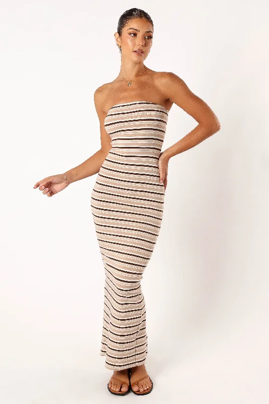 Hunter Strapless Maxi Dress - Cream Stripe