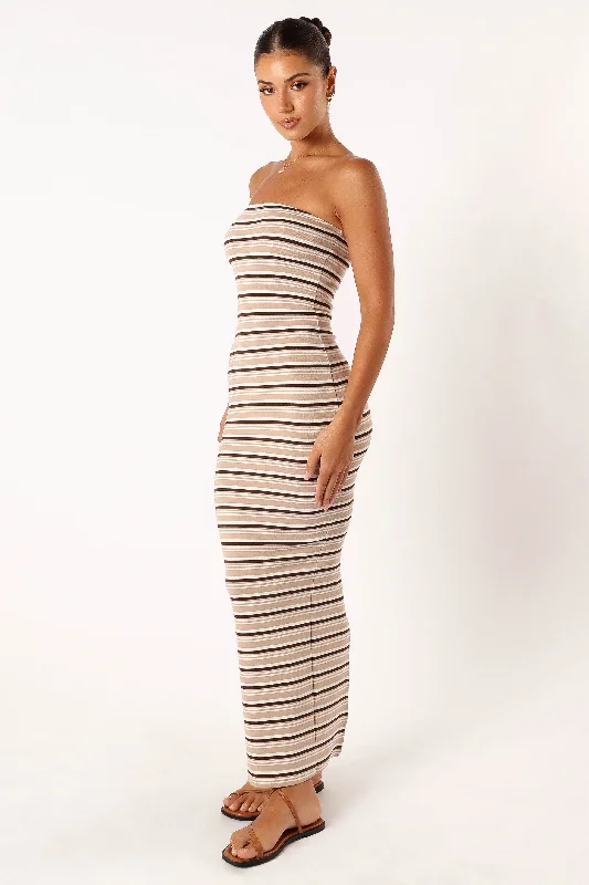 Hunter Strapless Maxi Dress - Cream Stripe