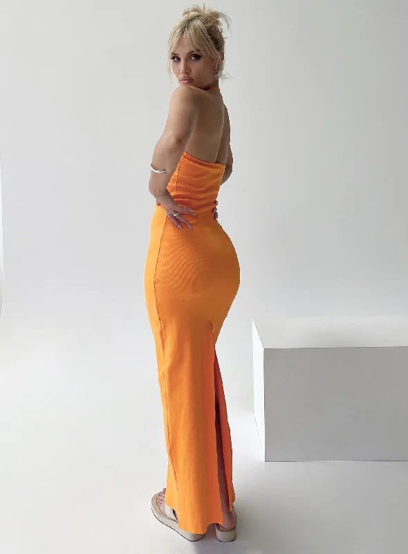 Karyssa Rib Maxi Dress Orange