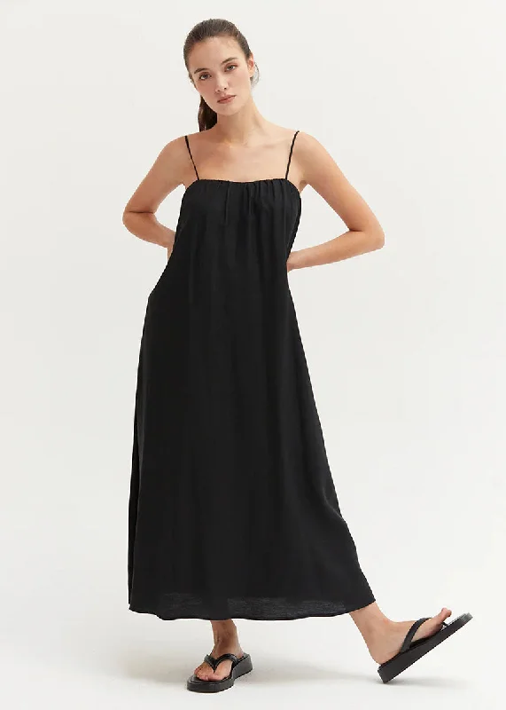 Lana Bubble Midi Dress - Black