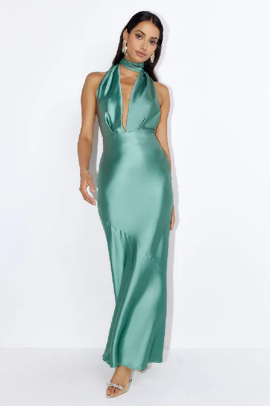 Luxury Events Satin Maxi Dress Sage