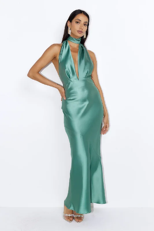 Luxury Events Satin Maxi Dress Sage