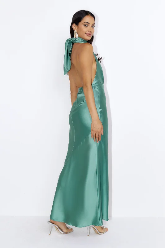 Luxury Events Satin Maxi Dress Sage