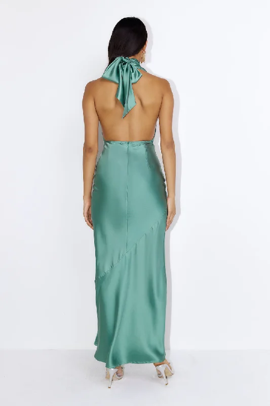 Luxury Events Satin Maxi Dress Sage