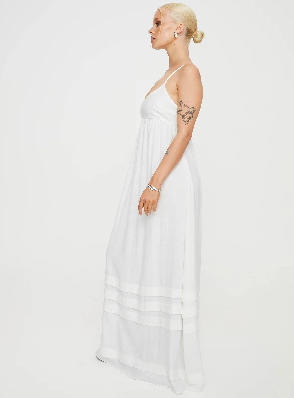 Milden Linen Blend Maxi Dress White