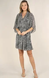 Patterned Kimono Sleeve Dress