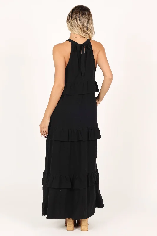 Priscilla Ruffle Maxi Dress - Black