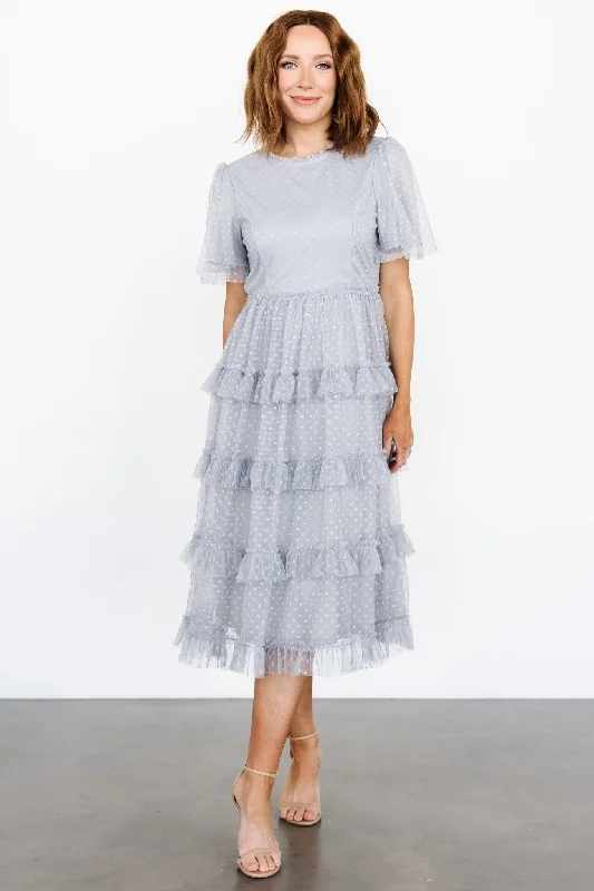 Riley Ruffle Tiered Dress | Light Gray