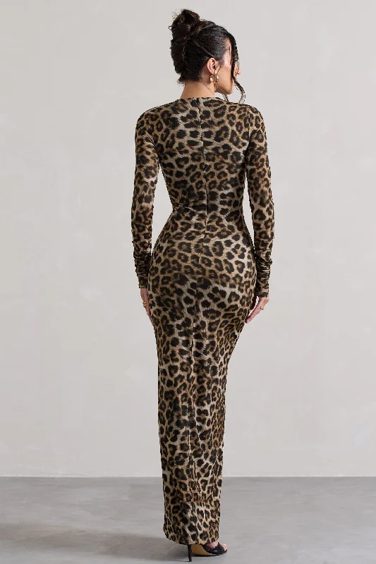 Run Wild | Leopard Print Long-Sleeve Maxi Dress