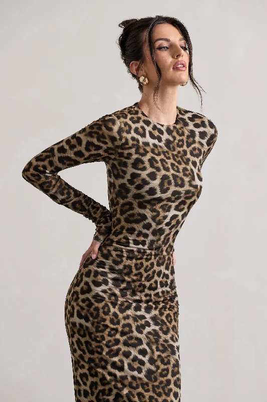 Run Wild | Leopard Print Long-Sleeve Maxi Dress